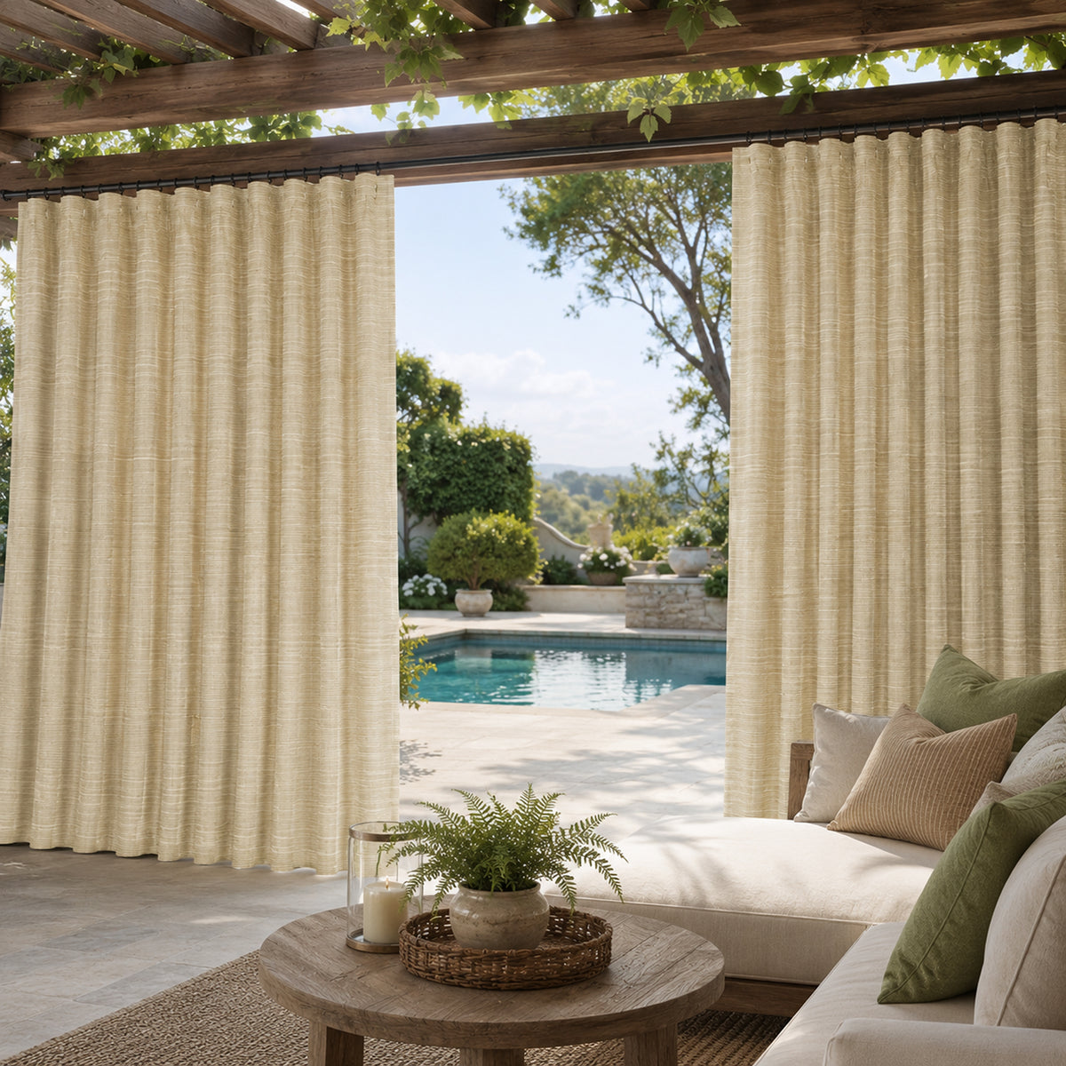 Sunbrella Dupione Sand Curtain