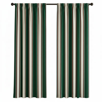 Sunbrella Fancy Stripe Forest Green Curtain - alternate view