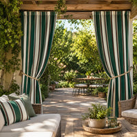 Sunbrella Fancy Stripe Forest Green Curtain