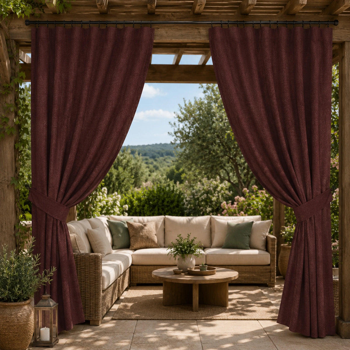 Sunbrella Natte Carmine Curtain