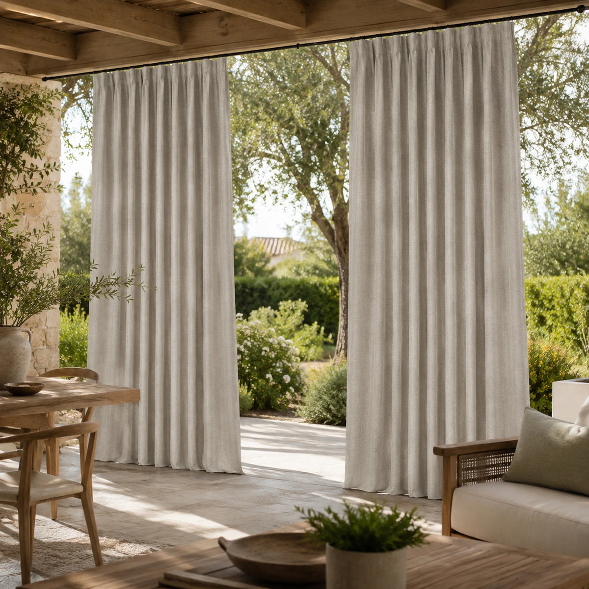Sunbrella Natte Graumel Chalk Curtain
