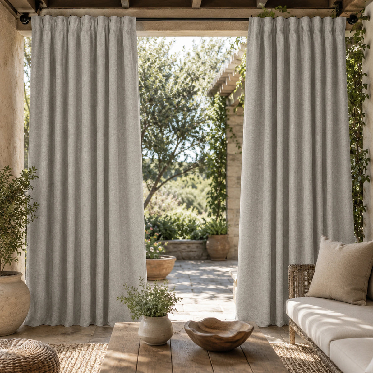Sunbrella Natte Graumel Chalk Curtain