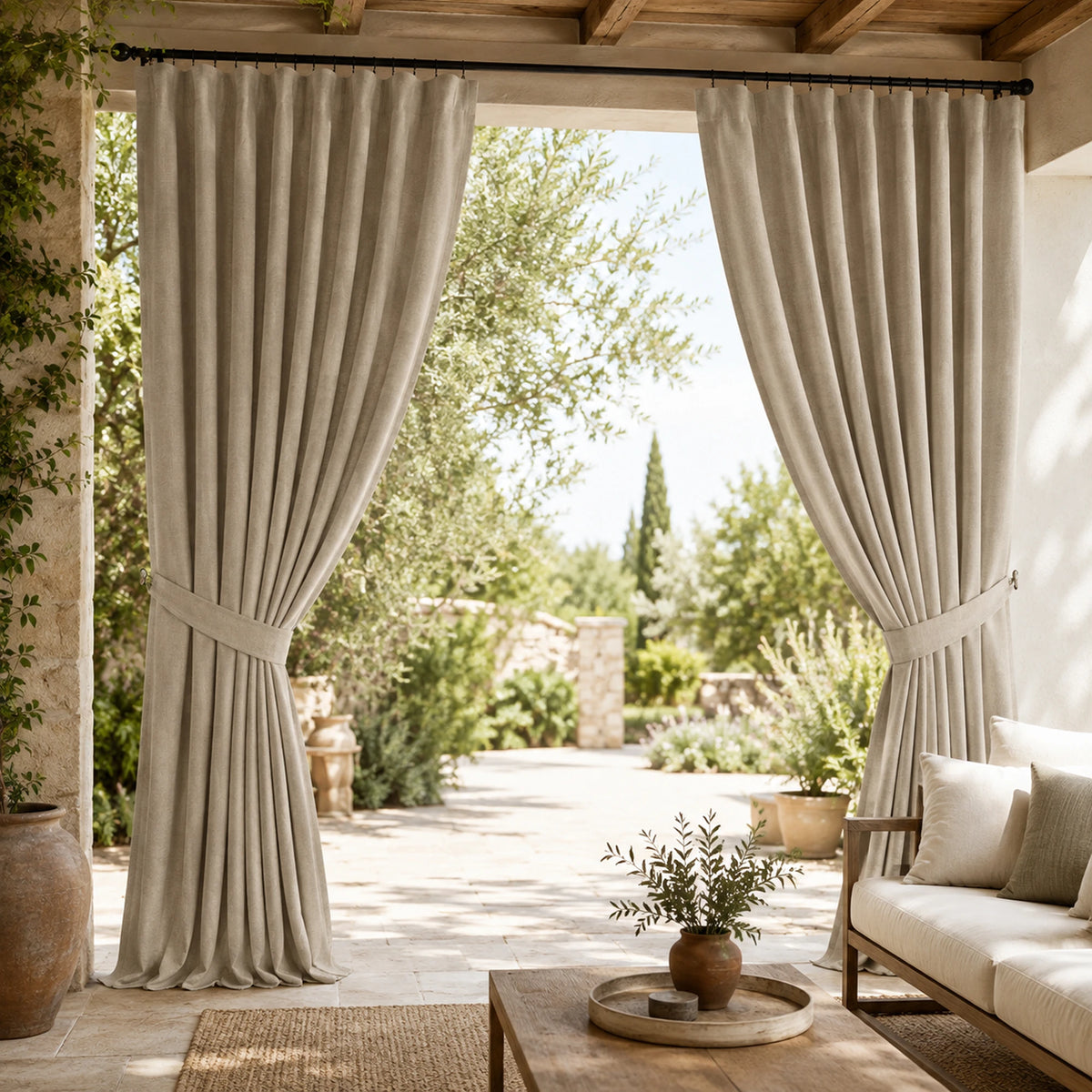 Sunbrella Natte Heather Chalk Curtain