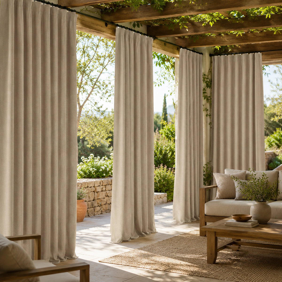 Sunbrella Natte Heather Chalk Curtain