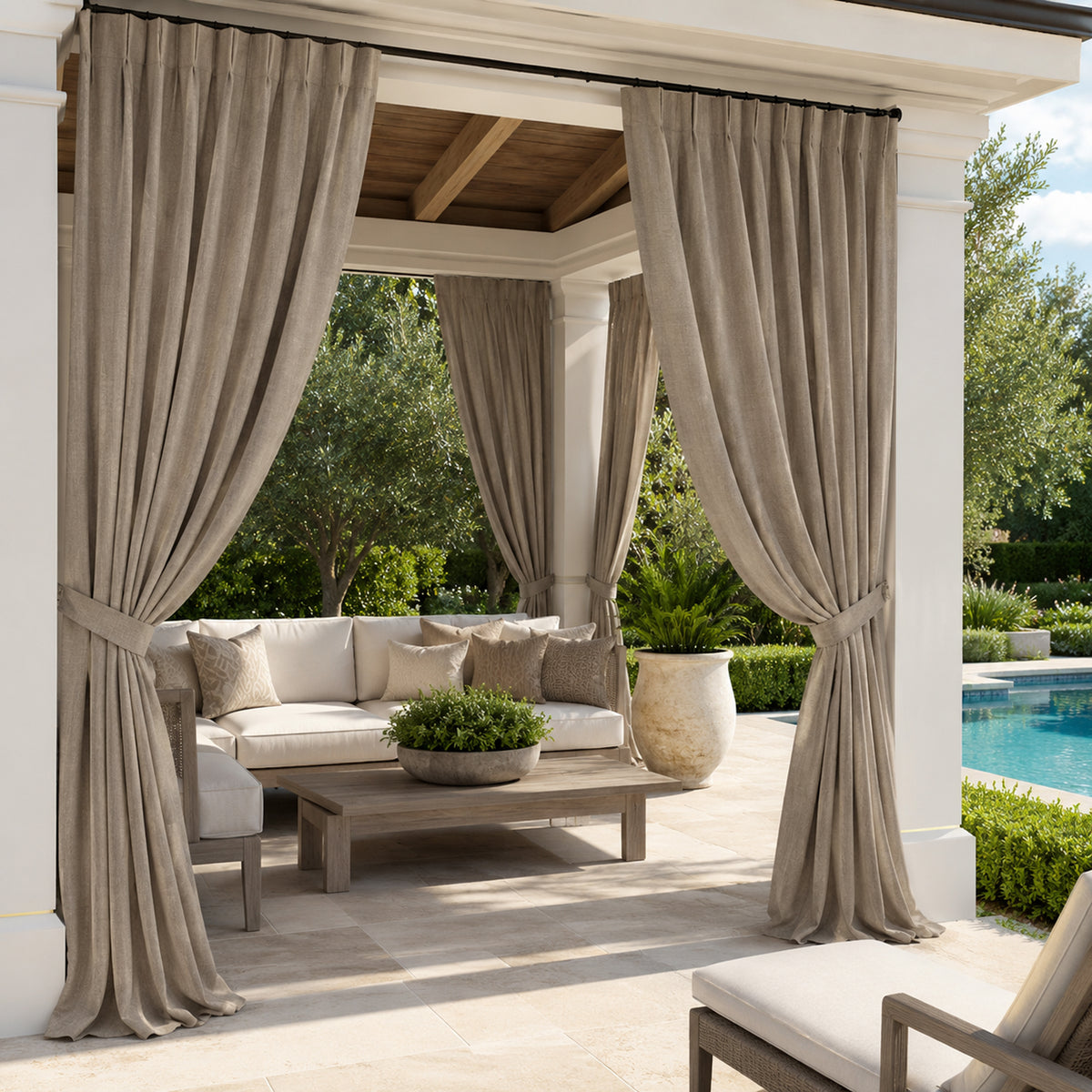 Sunbrella Natte Heather Grey Curtain