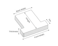 Diagram showing measurements of a rectangular object with labeled dimensions.