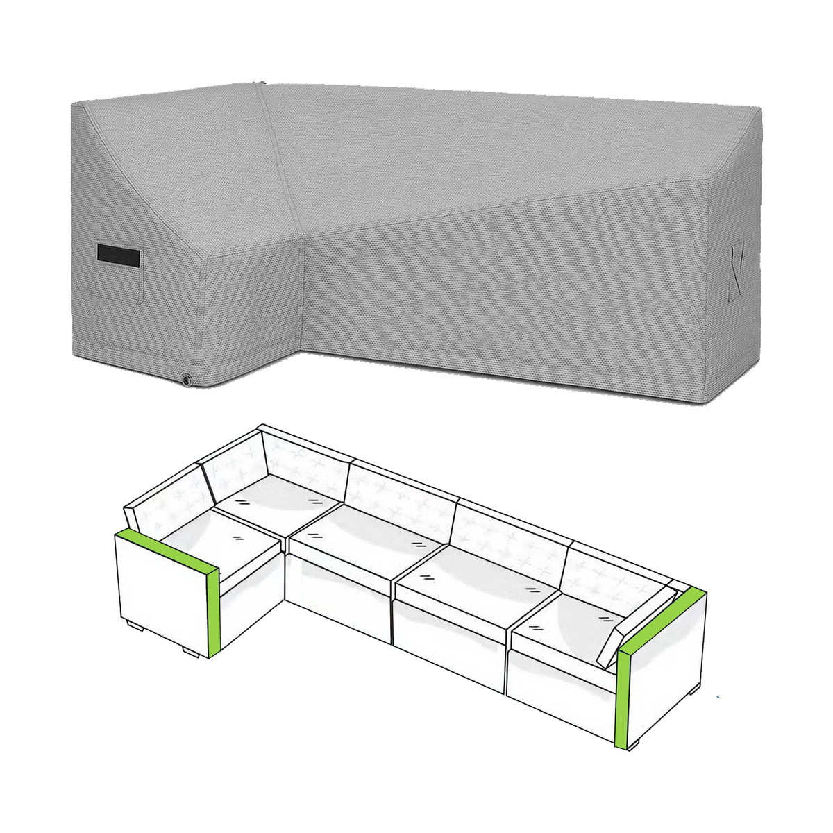Custom L Shape Couch Covers - Style 7 - custom fit protective cover - view 2