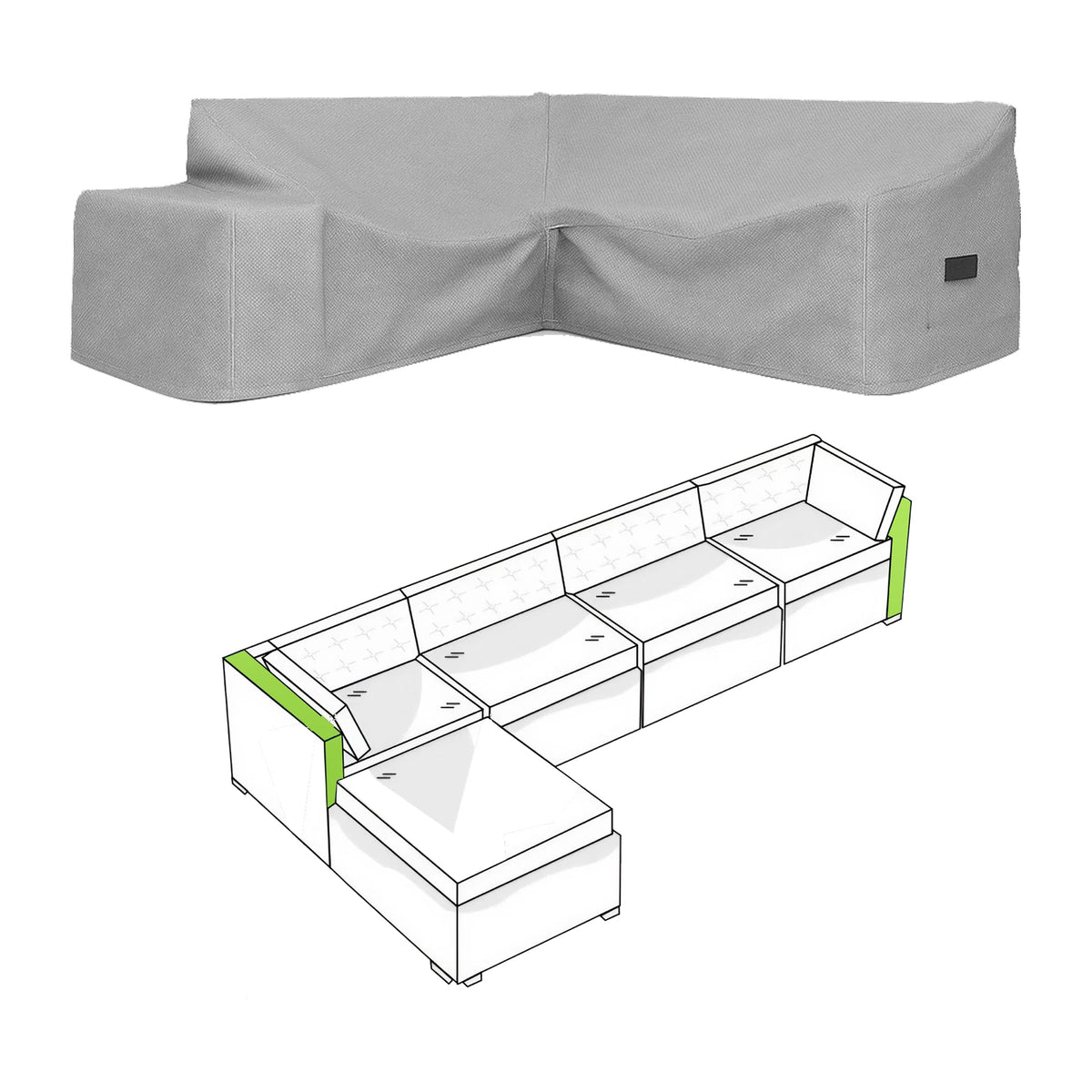 Custom L Shape Couch Covers - Style 4 - custom fit protective cover - view 2