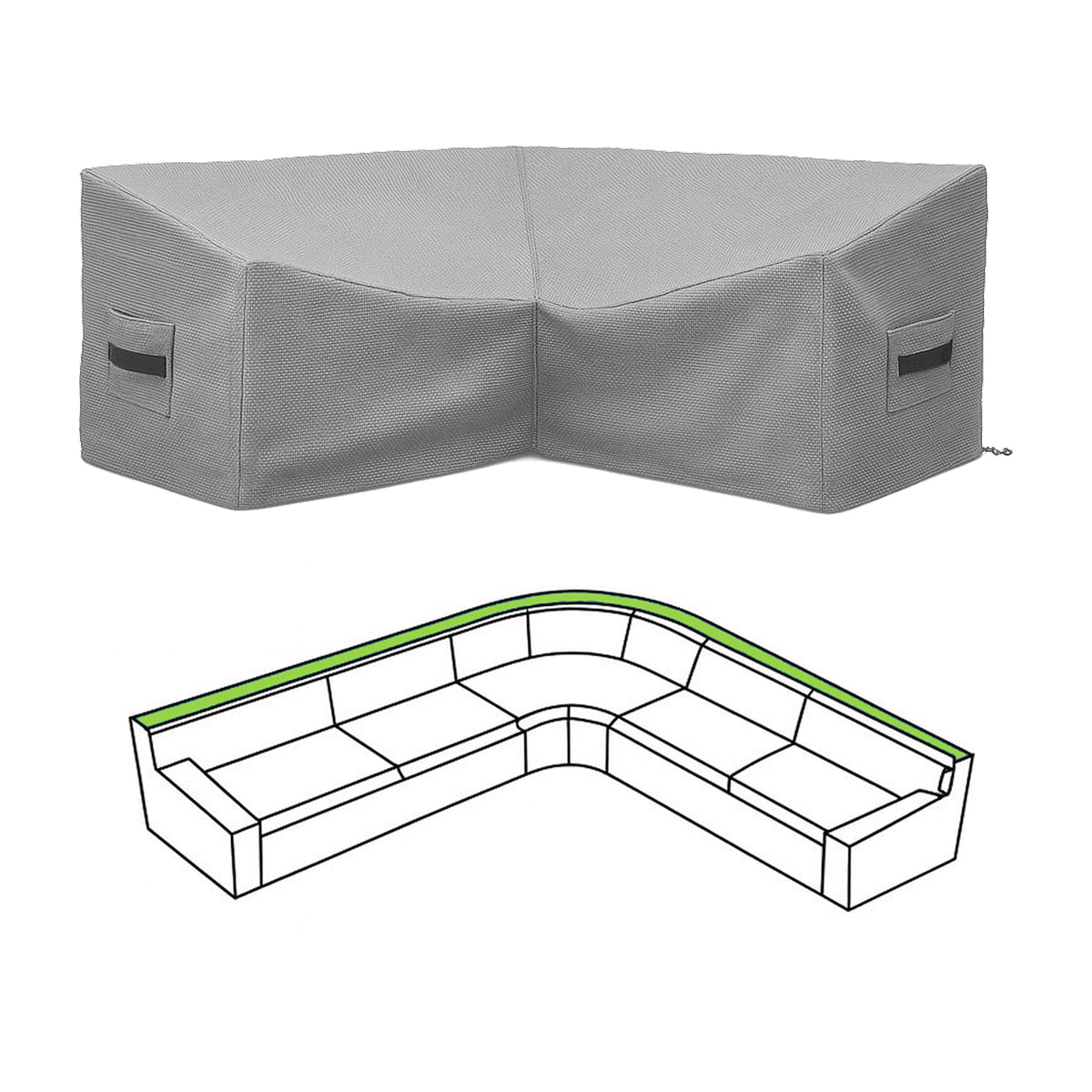 Custom L Shape Curved Couch Covers - custom fit protective cover - view 2