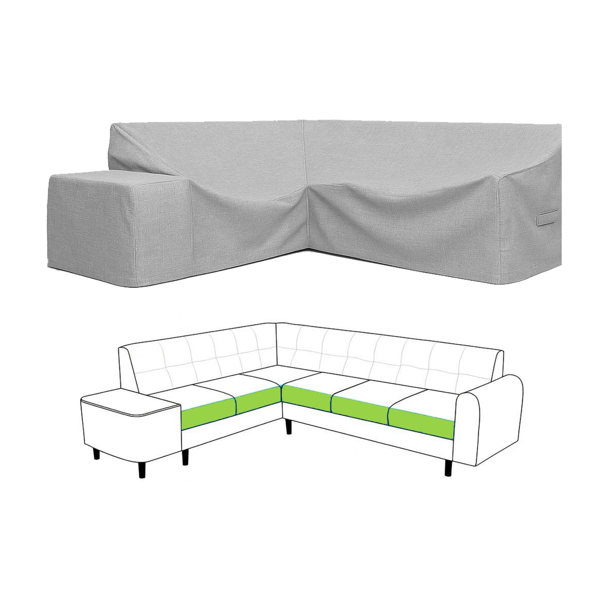 Custom L Shape Couch Covers - Style 8 - custom fit protective cover - view 2