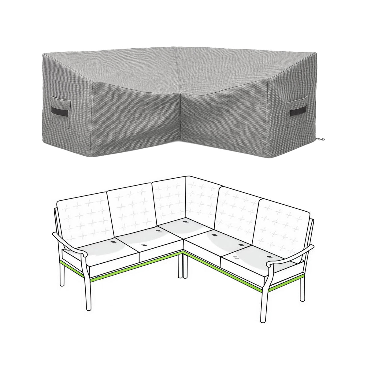 Custom L Shape Couch Covers - Style 3 - custom fit protective cover - view 2