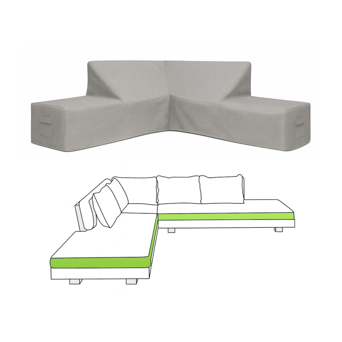Custom L Shape Couch Covers - Style 2 - custom fit protective cover - view 2