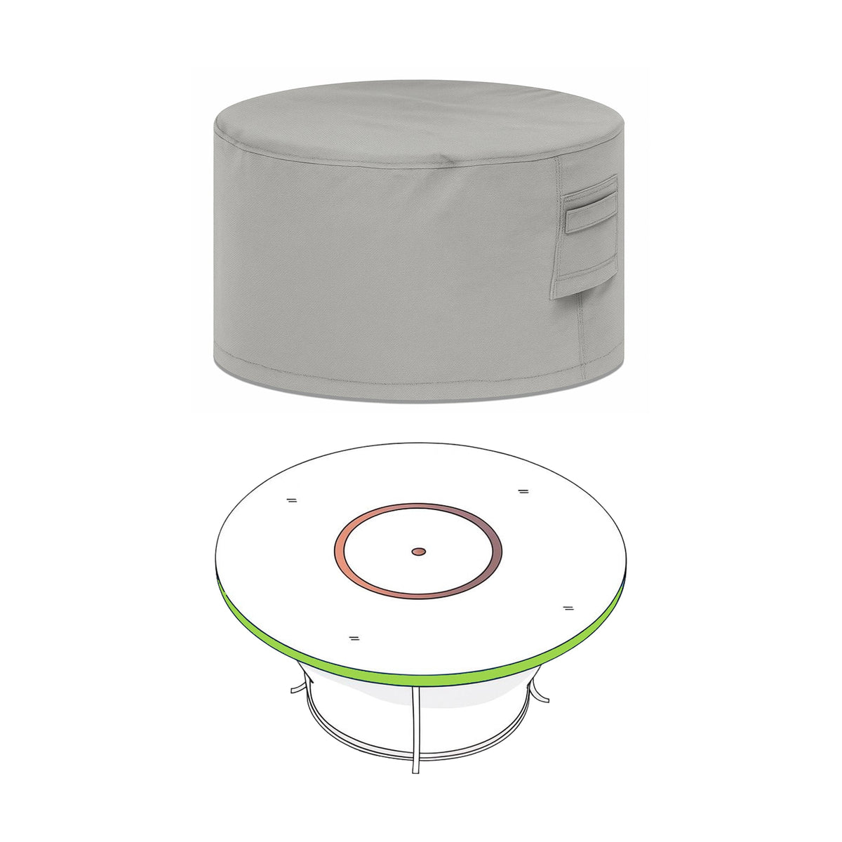 Custom Round Fire Pit Cover - Style 4 measurement guide - view 2