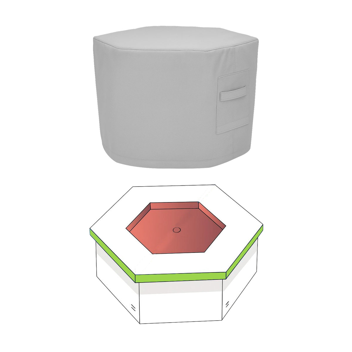 Custom Hexagonal Fire Pit Cover measurement guide - view 2