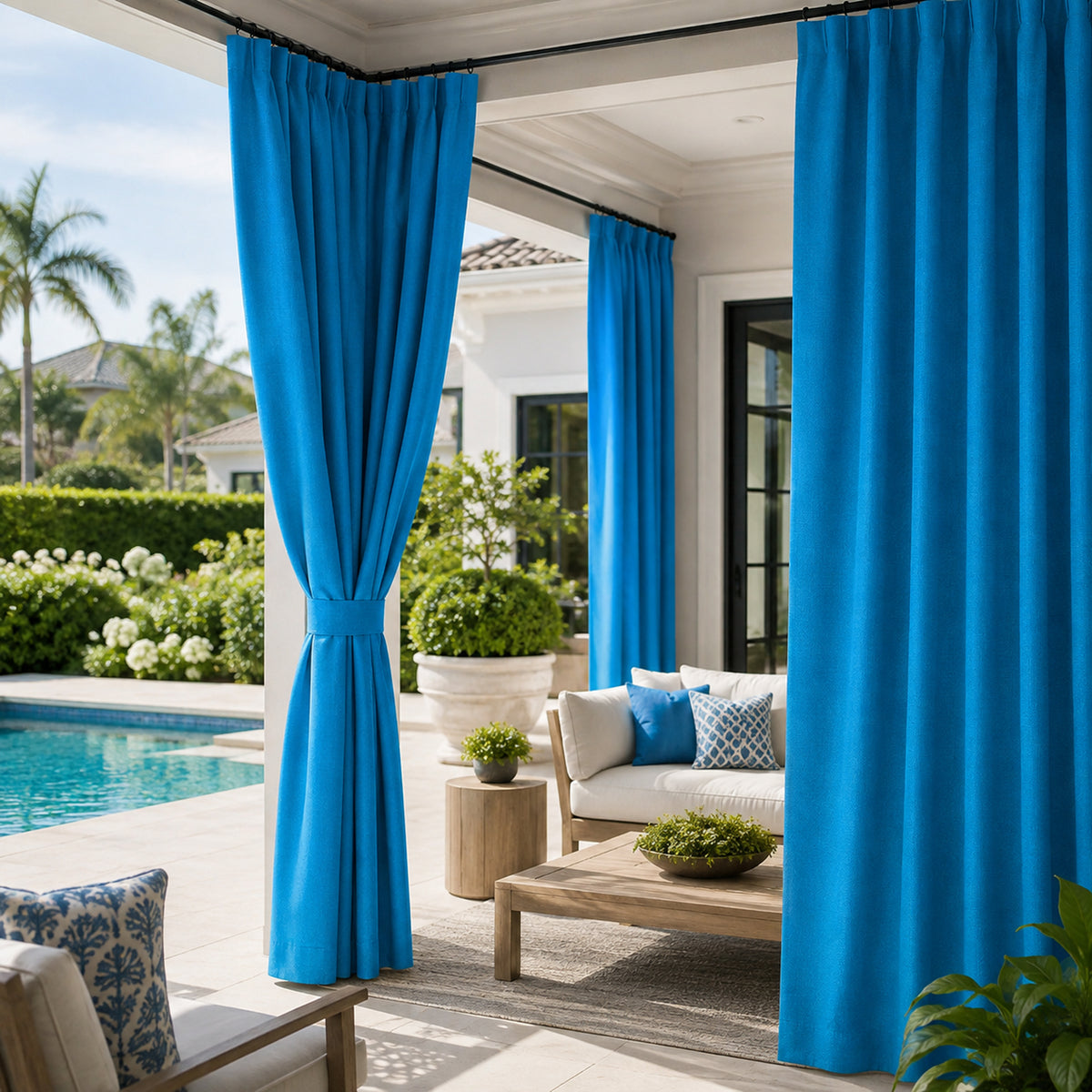Sunbrella Canvas Pacific Blue Curtain