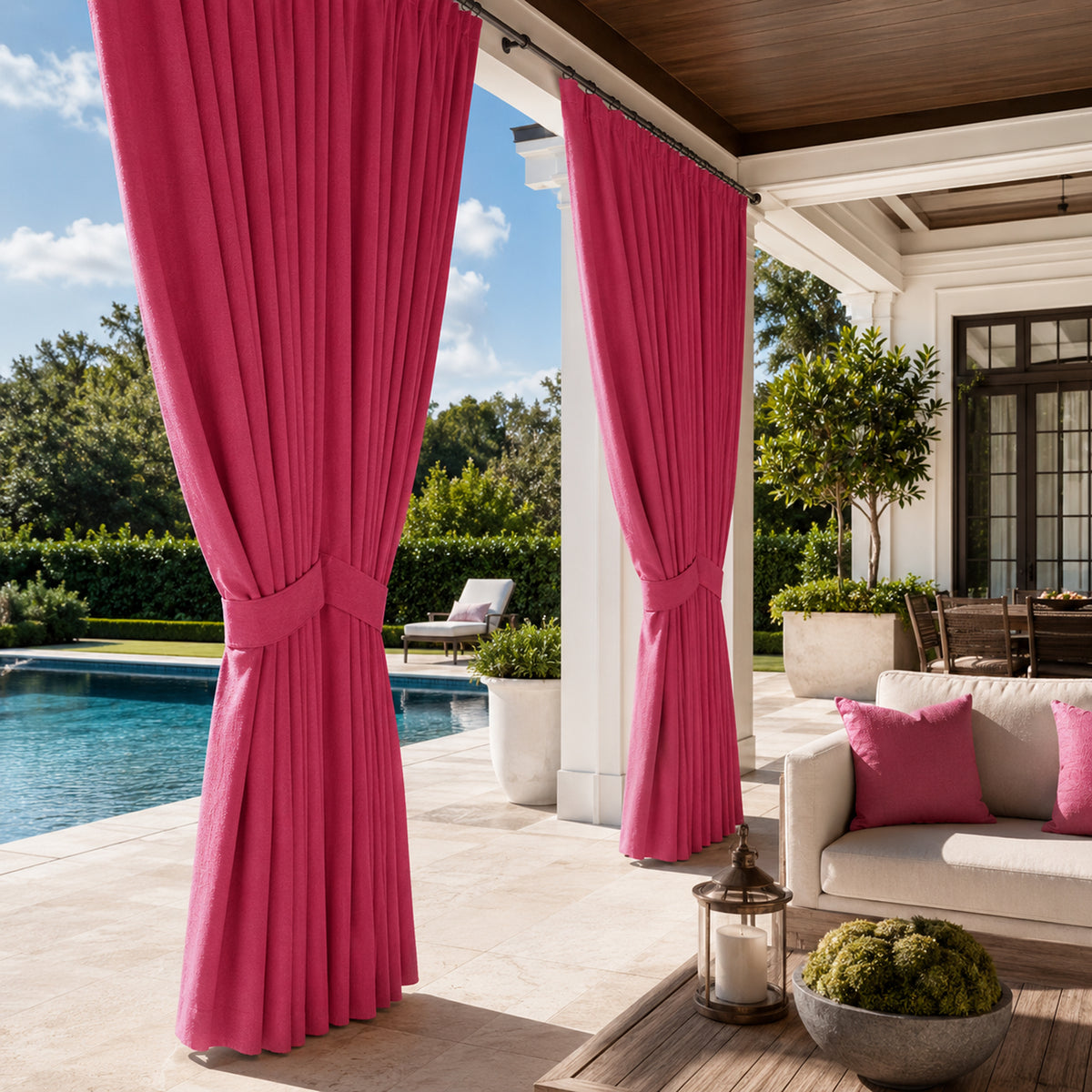 Sunbrella Canvas Hot Pink Curtain