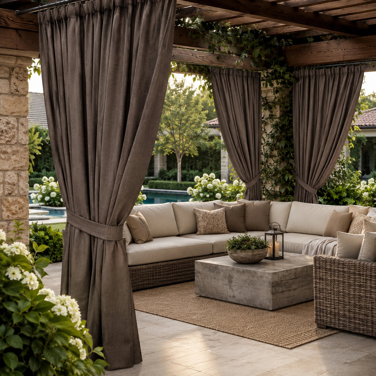 Sunbrella Canvas Mink Brown Curtain