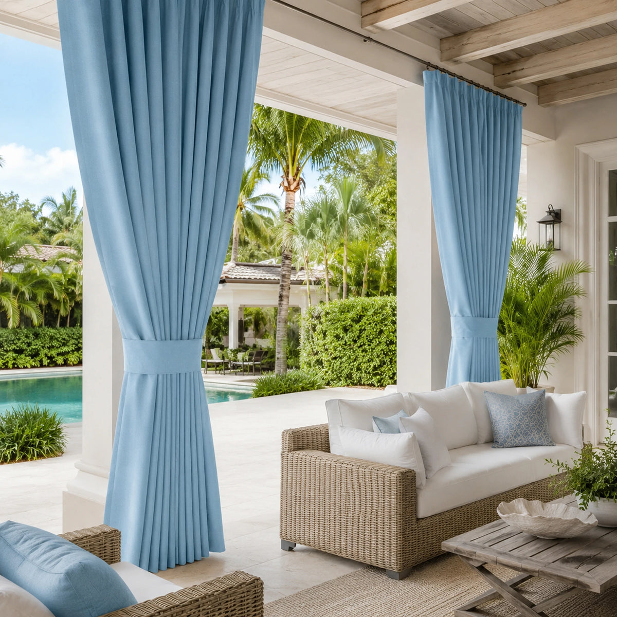 Sunbrella Canvas Sky Blue Curtain