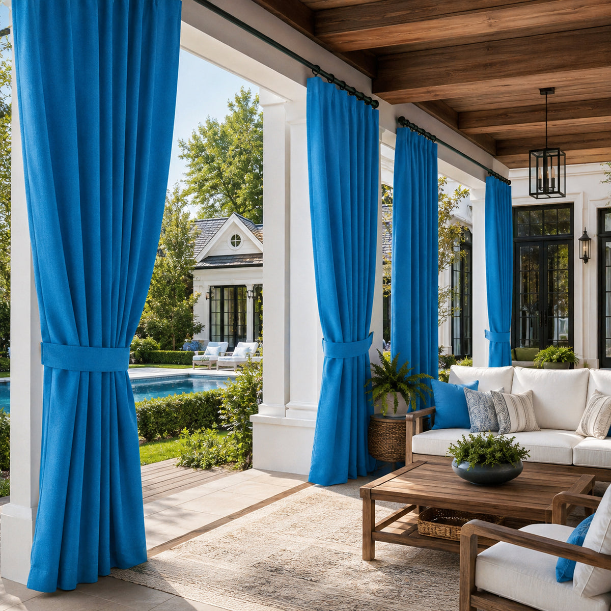 Sunbrella Canvas Pacific Blue Curtain