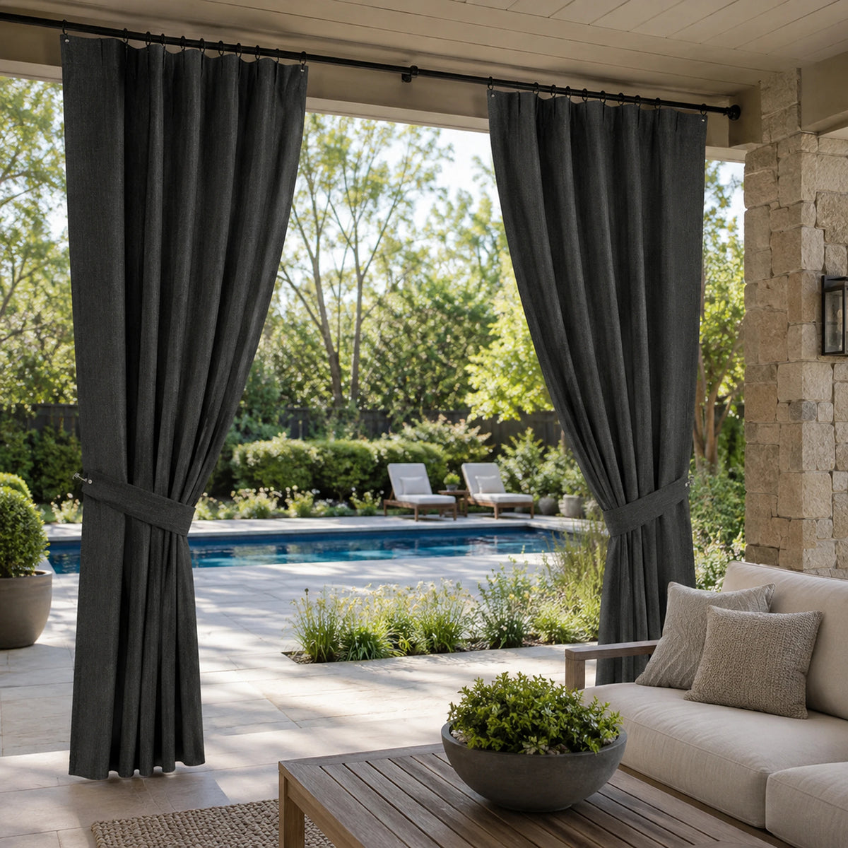 Sunbrella Canvas Flanelle Curtain