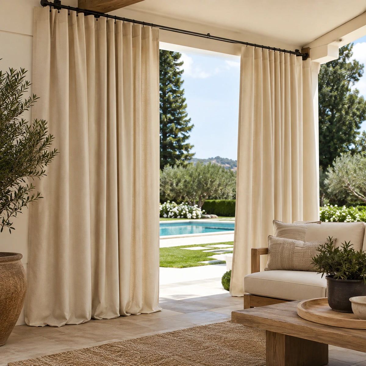 Sunbrella Canvas Antique Beige Curtain