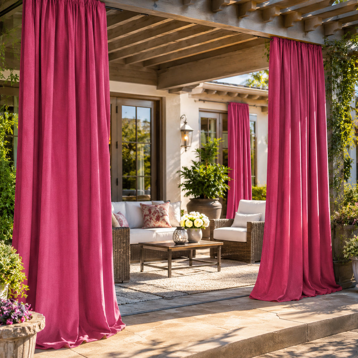 Sunbrella Canvas Hot Pink Curtain